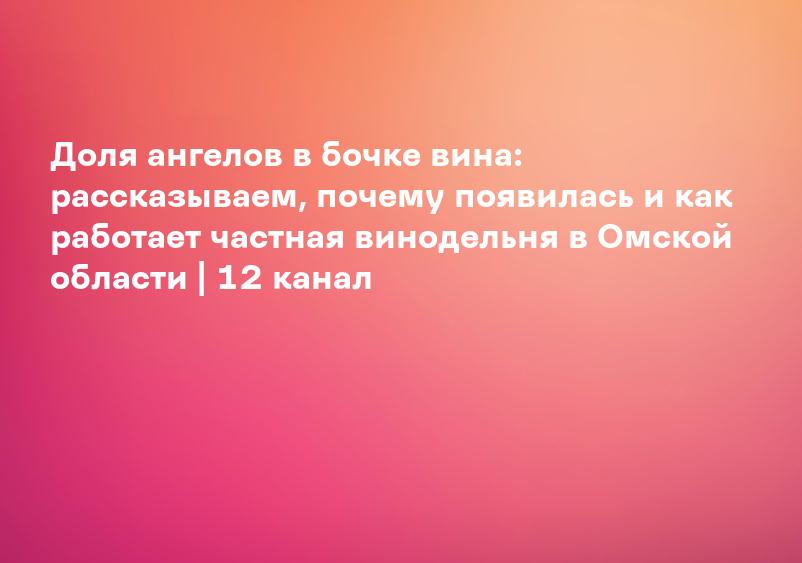 Доля ангелов в бочке вина: рассказываем, почему появилась и как работает частная винодельня в Омской области | 12 канал