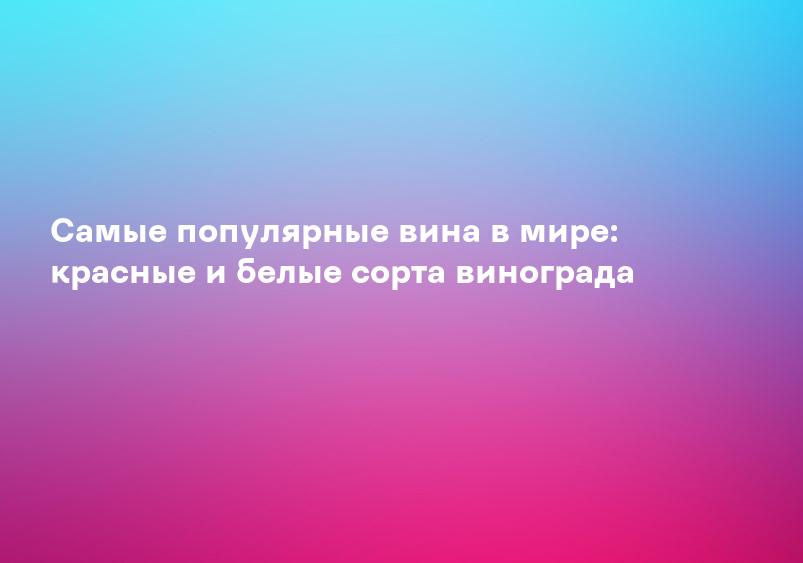 Самые популярные вина в мире: красные и белые сорта винограда