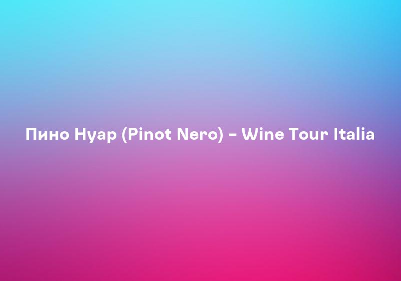 Пино Нуар (Pinot Nero) – Wine Tour Italia